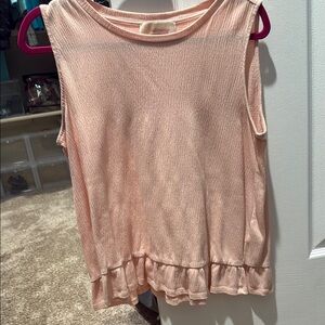 Michael Kors Pink Sleeveless Ruffled Blouse
